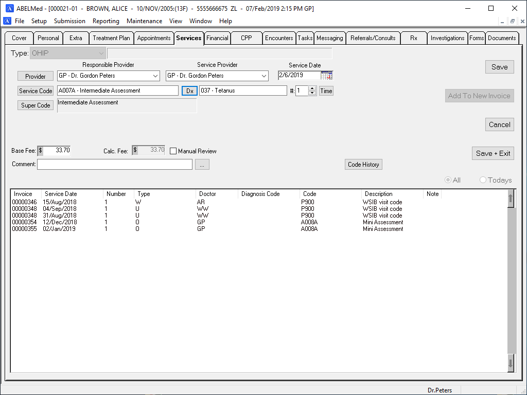 A screenshot of ABELMed's Billing Screen.