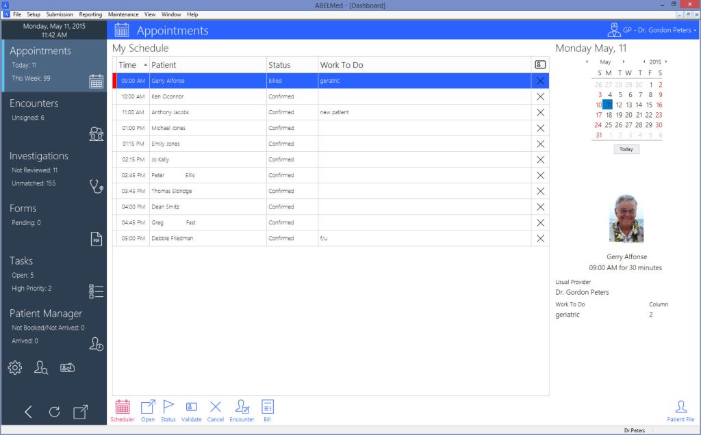 A screenshot of the Dashboard Daysheet in ABELMed software.