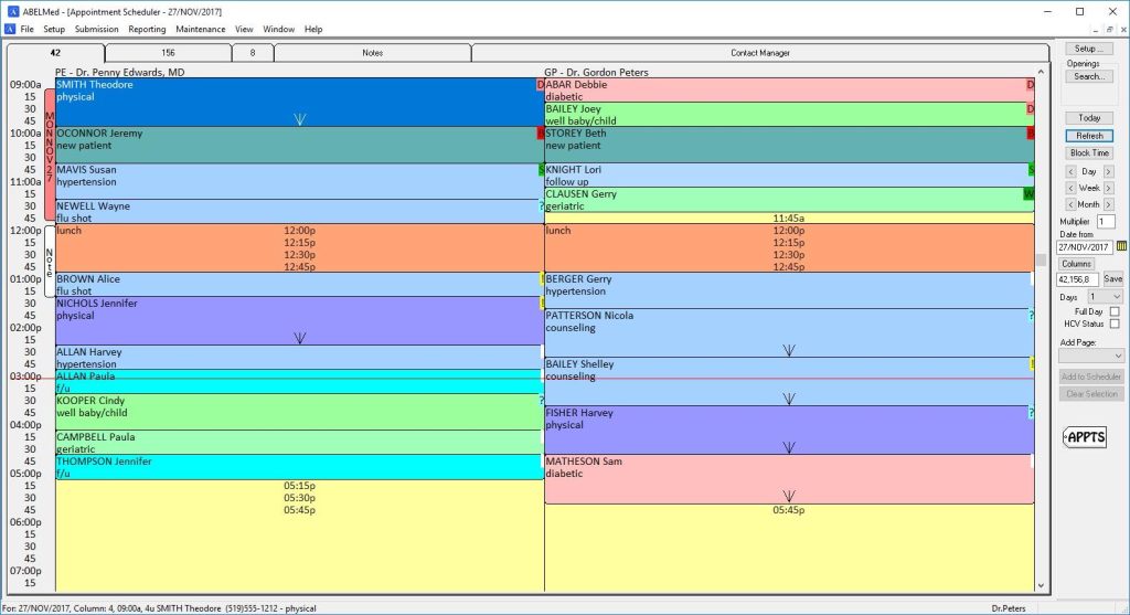Screenshot of ABELMed's Appointment Scheduler screen